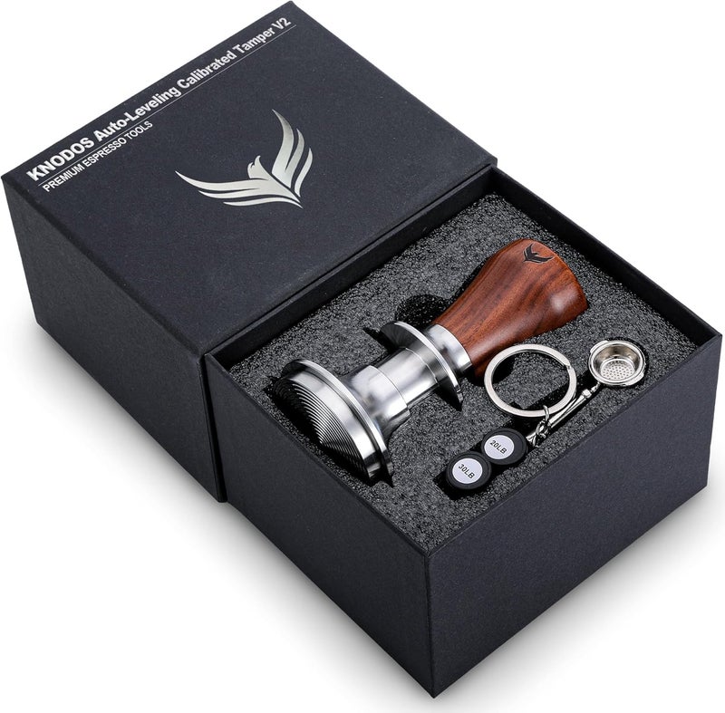 KNODOS 58.5mm Espresso Tamper – Rosewood Handle, Self-Leveling & Double Spring Loaded Calibrated Design Fits 58mm Portafilters for Precise Consistent Shots - Image 1